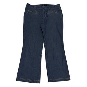 Nanette Lepore Flared Jeans Size S  Waist 30 Wide Leg Trousers Zipper Pocket